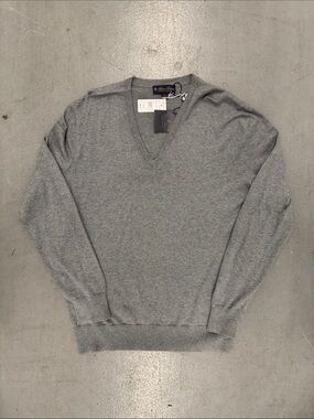 NWT Brooks Brothers Supima Cotton Gray V-Neck Men's Sweater L